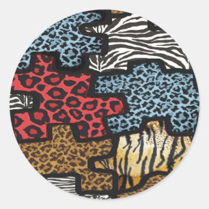 Sticker Rond RAB Rockabilly Leopard Zebra Puzzle Imprimer Cadea