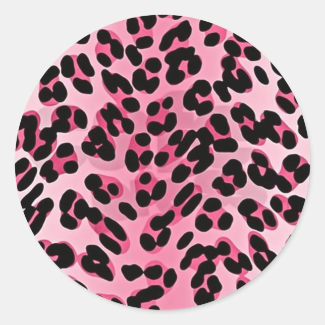 Sticker Rond RAB Rockabilly Pink Cheetah Imprimer (Devant)