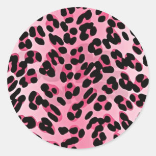 Sticker Rond RAB Rockabilly Pink Cheetah Imprimer
