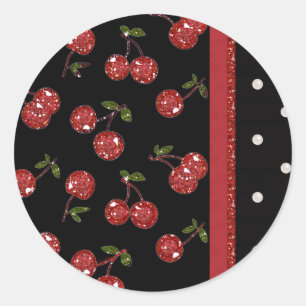 Sticker Rond RAB Rockabilly très cerise cerises Noir