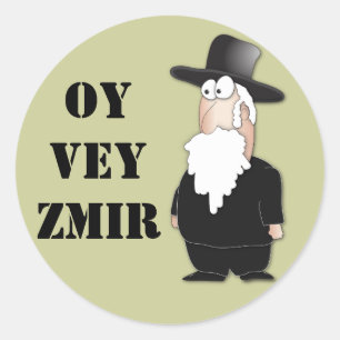 Sticker Rond Rabbin juif drôle d'Oy Vey - bande dessinée