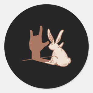 Sticker Rond Rabbit Asl Gésture main Sourde Acteurs de perte d'