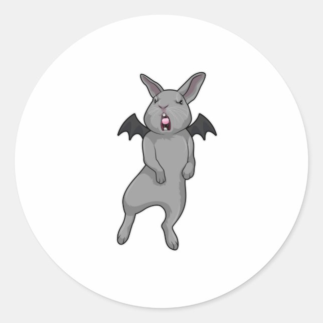 Sticker Rond Rabbit avec aile chauve-souris (Devant)