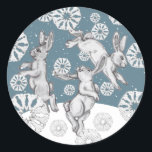 Sticker Rond Rabbit & Snowflakes Fun Blue Winter Christmas Art<br><div class="desc">Mes dessins au crayon de lapin lapin et mes flocons de neige en papier couché à la main motif de lapin feront un joli ajout à votre emballage cadeau, enveloppes de cartes de Noël, ou réfrigérateur! Une belle décoration saisonnière pour Noël ou toute autre occasion hivernale. Parfait pour un animal...</div>