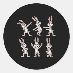 Sticker Rond Rabbits dansants Défi de danse de Pâques Garçons F