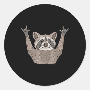 Sticker Rond Raccoon Asl Gesture main sourde Perte d'ouïe Adjud
