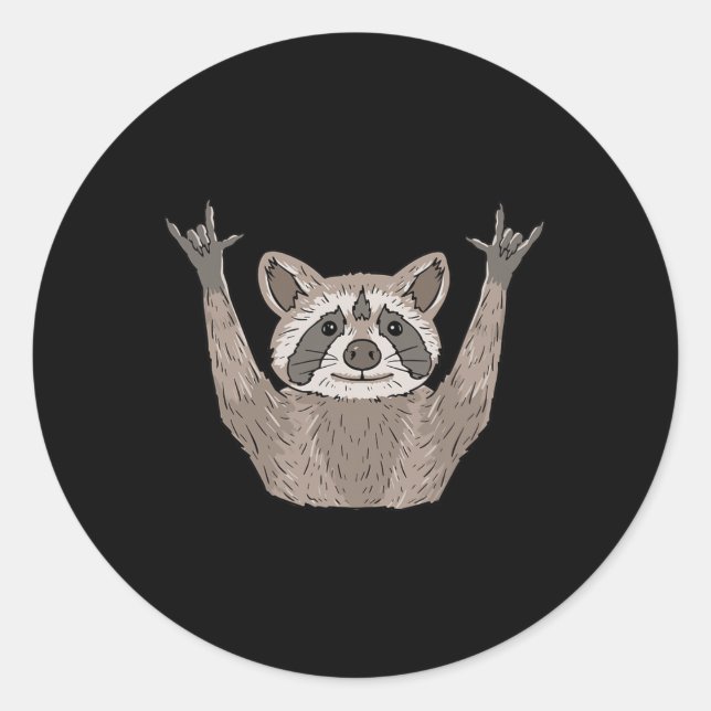 Sticker Rond Raccoon Asl Gesture main sourde Perte d'ouïe Adjud (Devant)