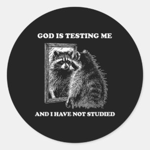 Sticker Rond Raccoon Mème Drôle Dire Que Dieu Me Teste Street