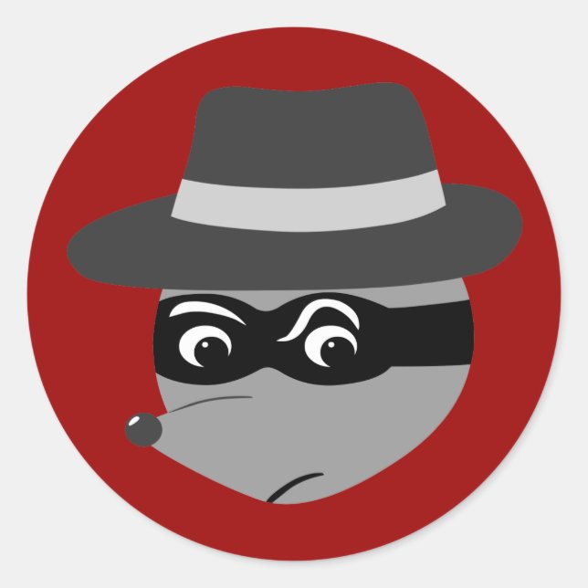 Sticker Rond Raccoon Mobster (Devant)