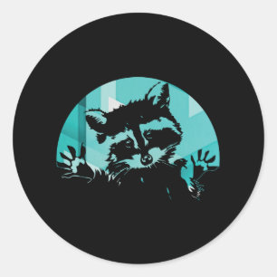 Sticker Rond Raccoon vintage Retro