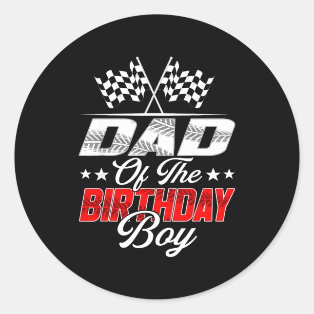Sticker Rond Race Car Dad Of The Birthday Boy Racing Family T C (Devant)