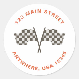 Sticker Rond Race Car l'adresse de retour