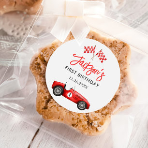 Sticker Rond Race Car Red Racing Boy 1er anniversaire