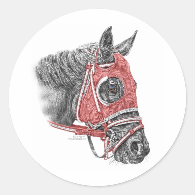 Sticker Rond Race Horse Portrait Soies (Devant)