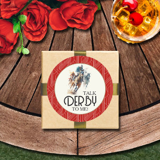 Sticker Rond Racehores et Jockeys Derby Red