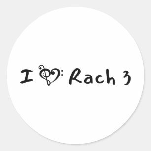 Sticker Rond Rach 3 Minimaliste Musique Classique Texte Noir