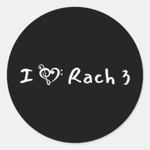 Sticker Rond Rach 3 Minimaliste Texte Blanc Musique Classique