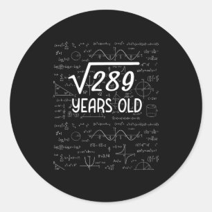 Sticker Rond Racine Carrée De 289 17e Anniversaire Cadeaux 17 A