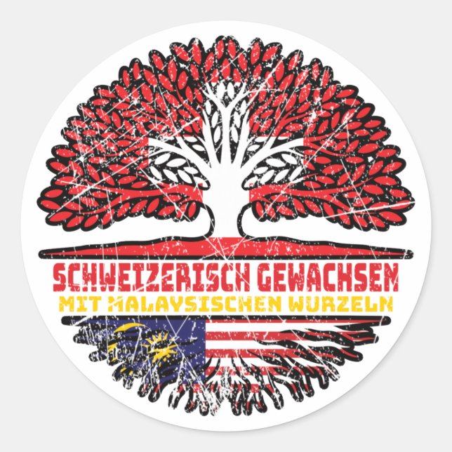 Sticker Rond Racine d'arbre de Suisse malaisienne (Devant)