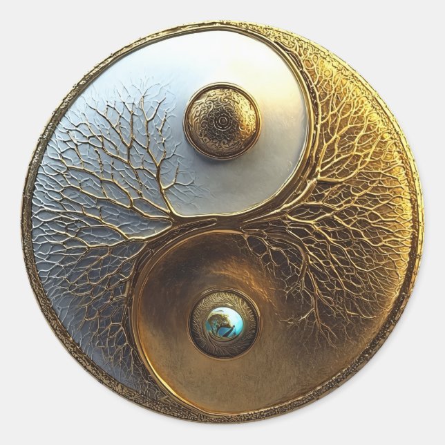 Sticker Rond Racine de l'Harmonie | Conception Yin Yang (Devant)
