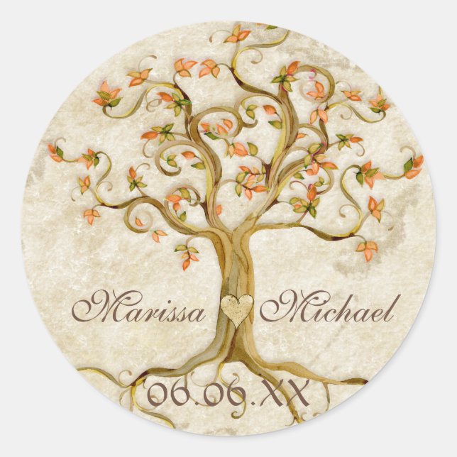 Sticker Rond Racines de l'arbre à spirales - Mariage de jonctio (Devant)