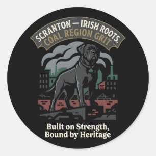 Sticker Rond Racines Irlandaises de Scranton Grit de la Région