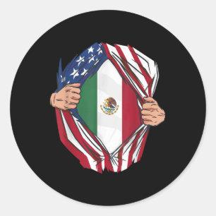 Sticker Rond Racines Mexicaines Croissance Usa Amérique Mexique