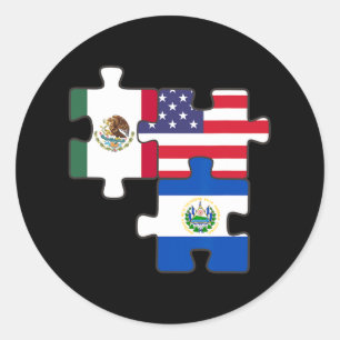 Sticker Rond Racines Mexicaines Et Salvadoriennes Plus Le Drape