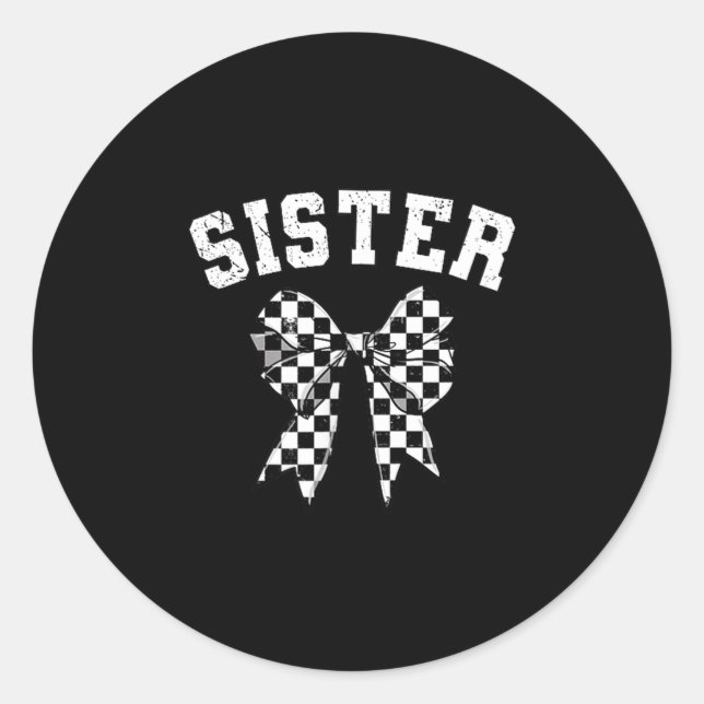 Sticker Rond Racing Sister Of The First Birthday Boy Race Car F (Devant)