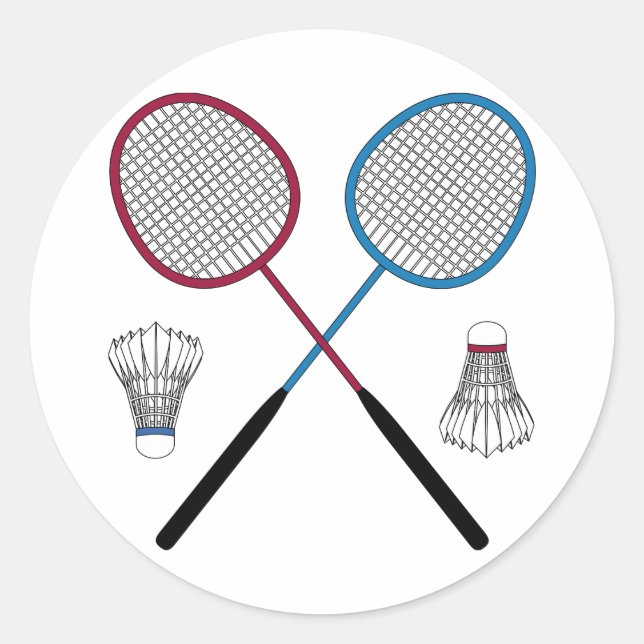 Sticker Rond Rackets de Badminton Birdies Shuttlecocks (Devant)