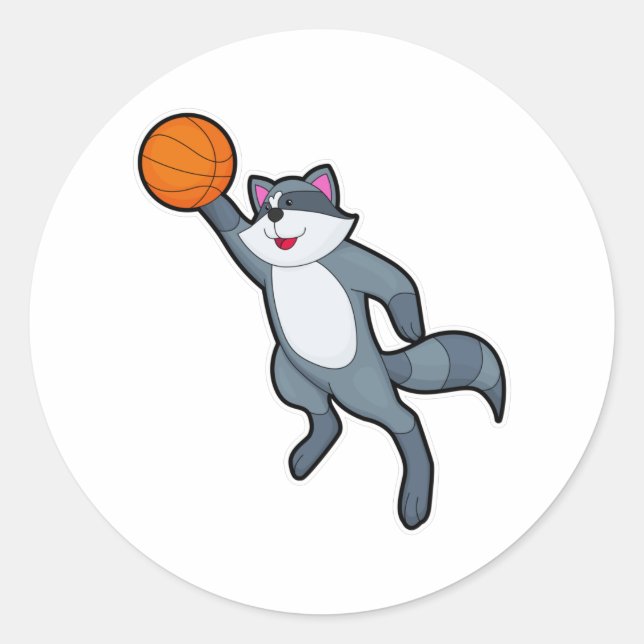 Sticker Rond Racon comme joueur de basket-ball avec basket-ball (Devant)