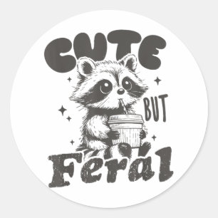 Sticker Rond Raconte Mignonne Mais Férale Drôle Avec Des Gles T