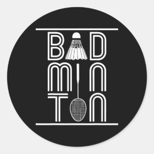 Sticker Rond Racquet Smash Shuttle Joueur Badminton