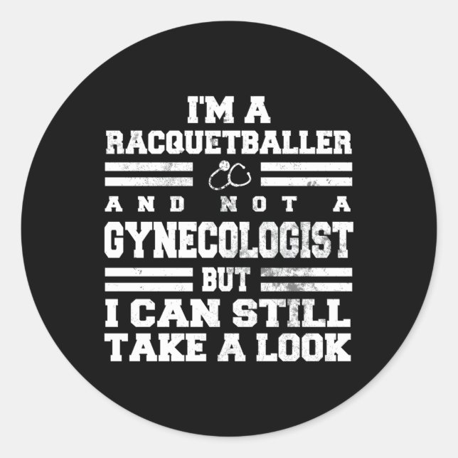 Sticker Rond Racquetball Player Racquetball (Devant)