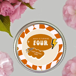 Sticker Rond Rad Cool Dude   Boys Retro À damiers 4e anniversai