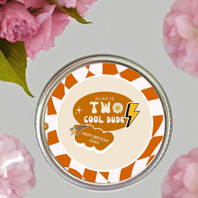 Sticker Rond Rad Cool Dude | Boys Retro À damiers Anniversaire (Créateur téléchargé)