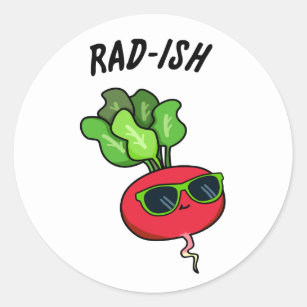 Sticker Rond Rad ish Funny Veggie Radish Pun