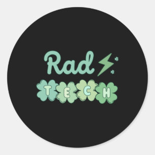 Sticker Rond Rad Tech Jour de la Saint Patrick Xray Irish Lucky