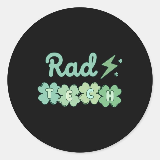 Sticker Rond Rad Tech Jour de la Saint Patrick Xray Irish Lucky (Devant)