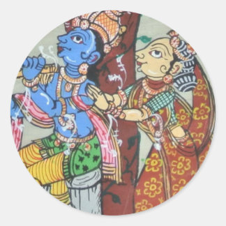 Sticker Rond Radha Krishna Love