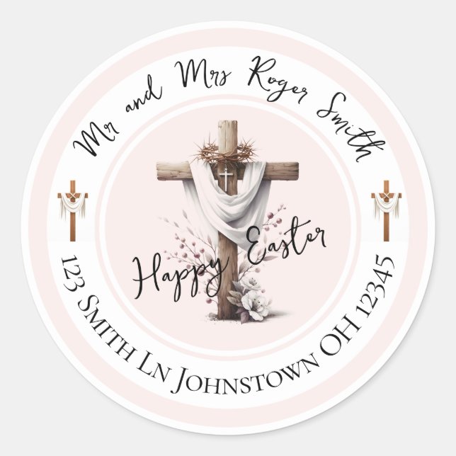Sticker Rond Radiant Easter Cross Return Address Label (Devant)