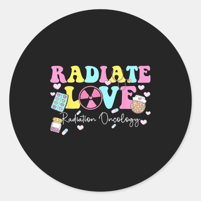 Sticker Rond Radiate Love Radiation Oncology Valentine's Day Ra (Devant)