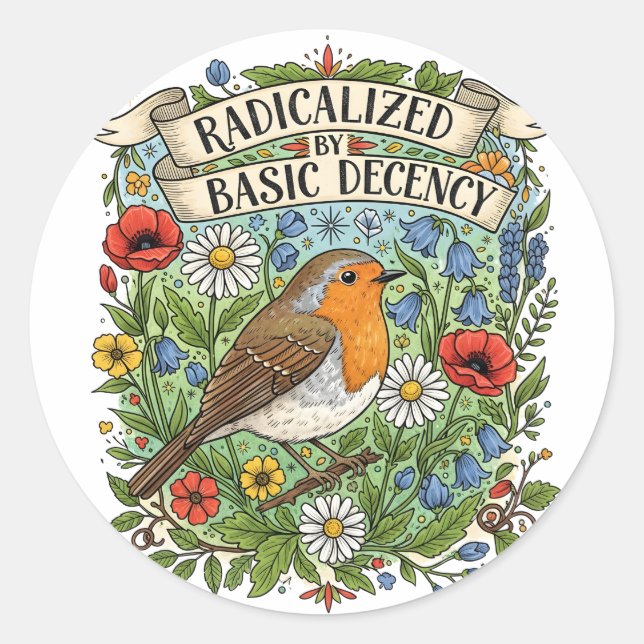 Sticker Rond Radicalisé par l'esthétique de la décence élémenta (Devant)