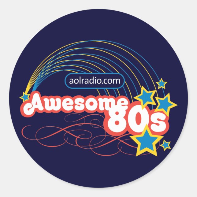 Sticker Rond Radio d'AOL - les années 80 impressionnantes (Devant)
