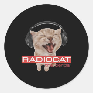 Sticker Rond Radiocat The Bends Drôle Musique Chat Mème Chat Ma