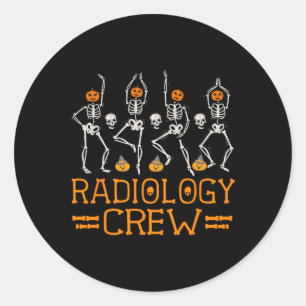 Sticker Rond Radiologie Crew Dancing Skeleton Citrouille Fun Ha