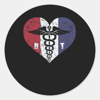 Sticker Rond Radiologie Tech American Flag Love