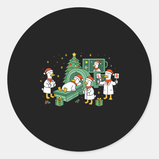 Sticker Rond Radiology Funny Goose Ct Scan Christmas Xray Nurse (Devant)