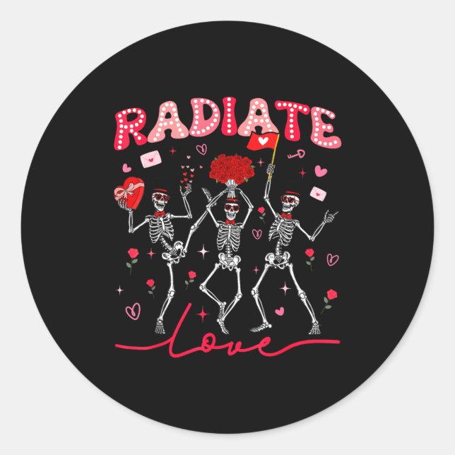 Sticker Rond Radiology Radiate Rad Tech Valentine Skeleton Hear (Devant)