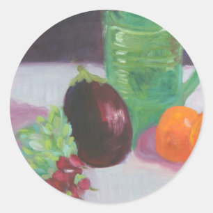 Sticker Rond Radis Eggplant et Oranges